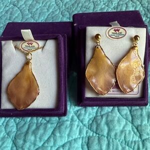 Gold Leaf Pendant and Earring Set